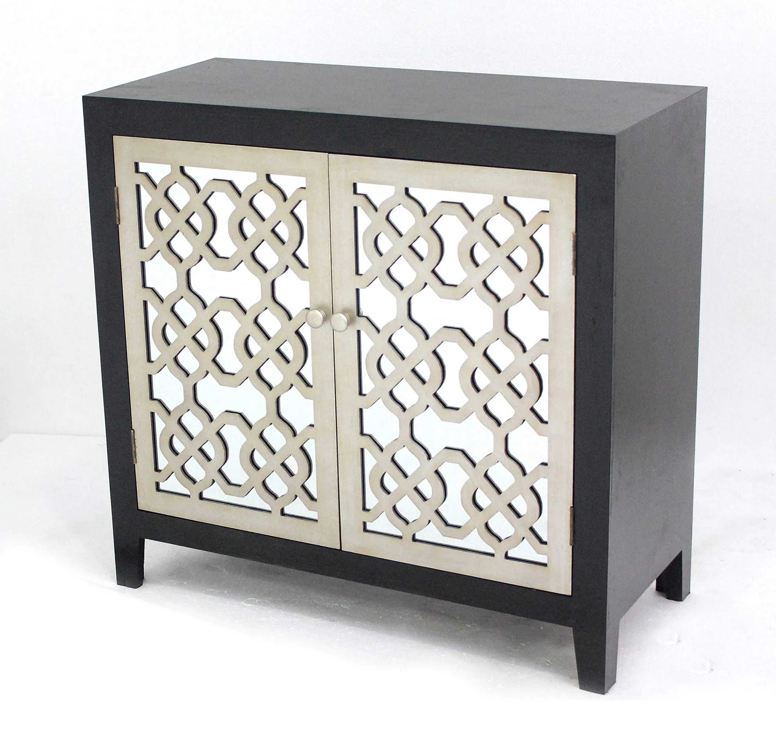 34" x 15.75" x 35.5" Black 2 Door Modern Living Room Cabinet