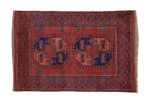 3.5x5 Vintage Pakistani Ersari Design Rug
