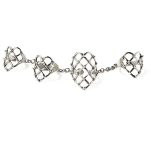 4 Finger Studded Lattice Ring in Silver
