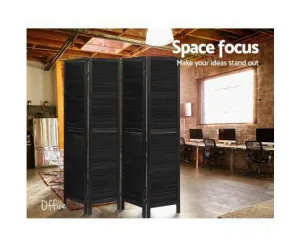 4 Panel Foldable Wooden Room Divider - Black