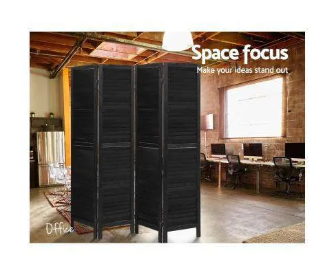 4 Panel Foldable Wooden Room Divider - Black