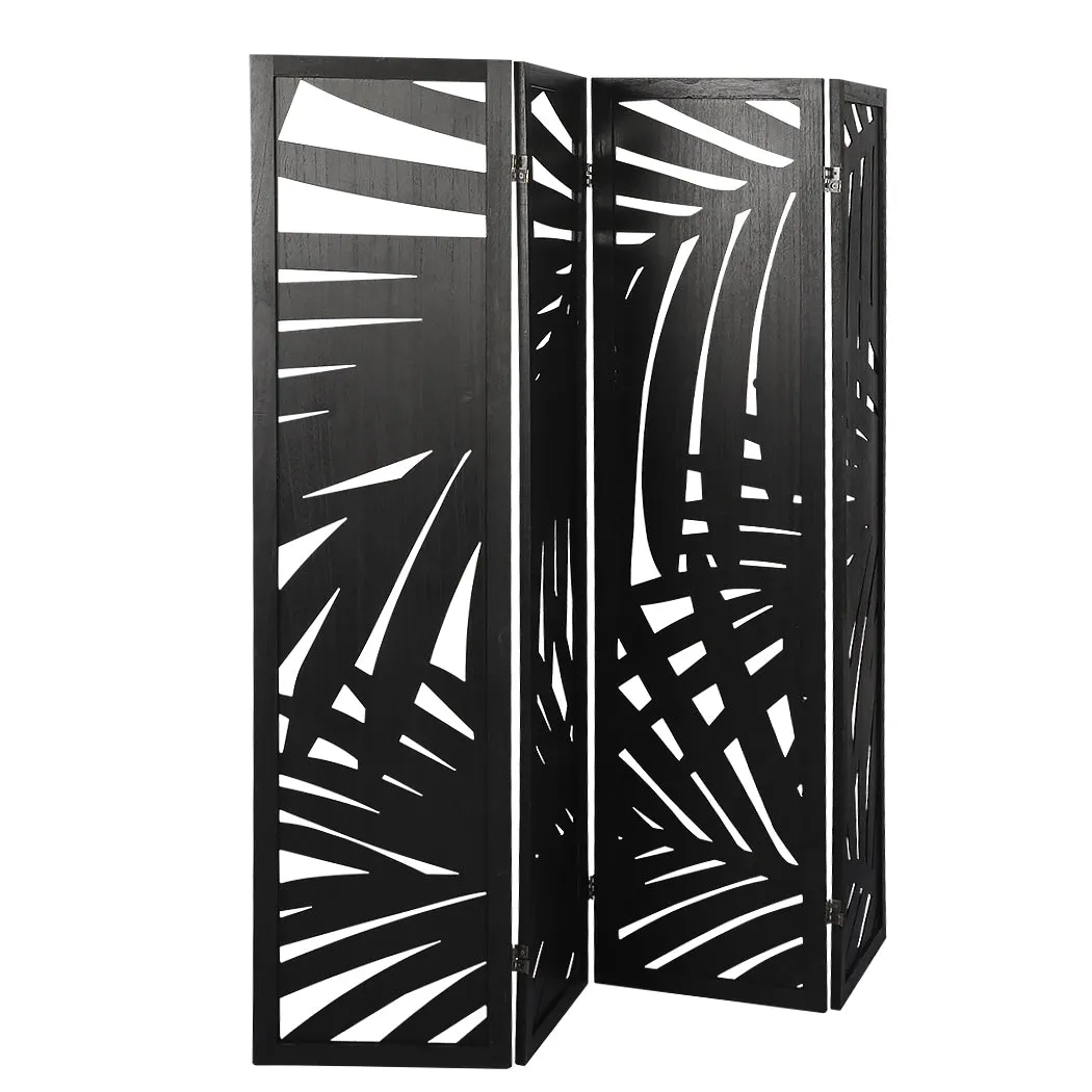4 Panel Room Divider Folding Screen Partition Multi Sizes Wood Blcak