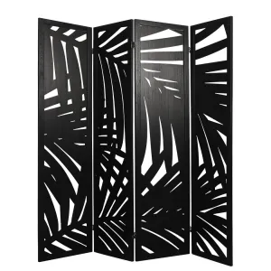 4 Panel Room Divider Folding Screen Partition Multi Sizes Wood Blcak