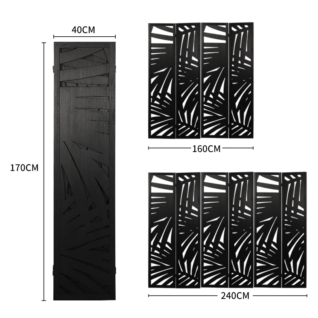 4 Panel Room Divider Folding Screen Partition Multi Sizes Wood Blcak