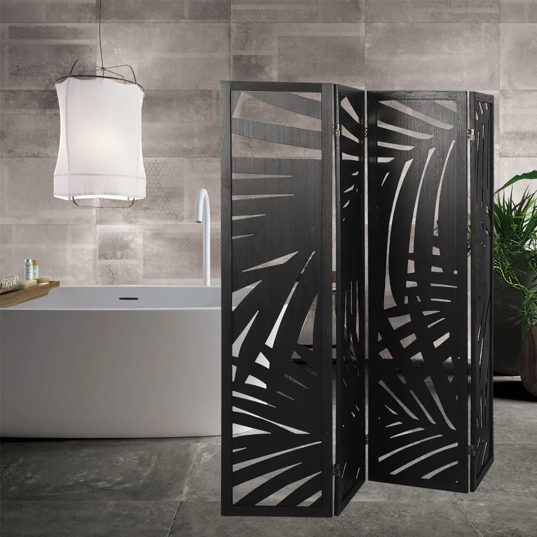 4 Panel Room Divider Folding Screen Partition Multi Sizes Wood Blcak