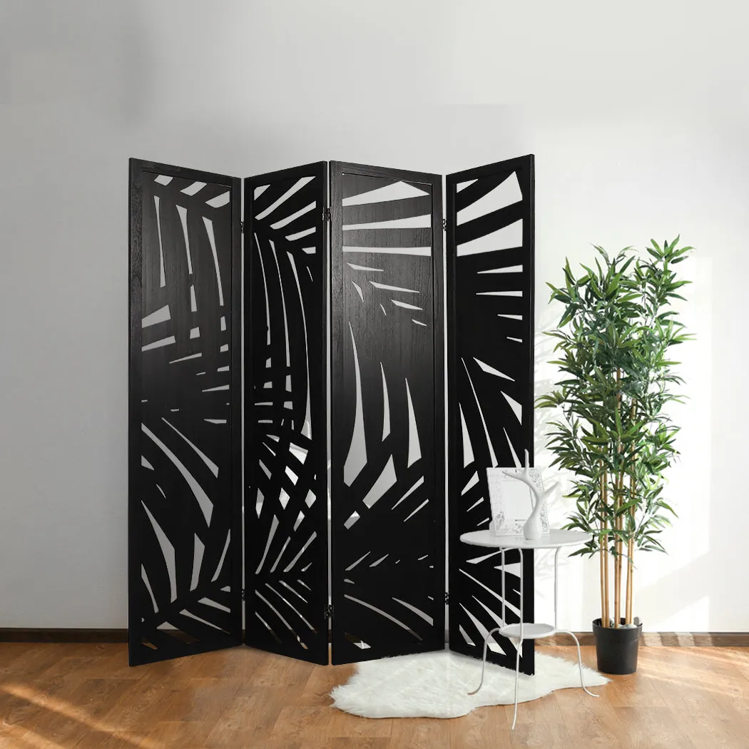 4 Panel Room Divider Folding Screen Partition Multi Sizes Wood Blcak