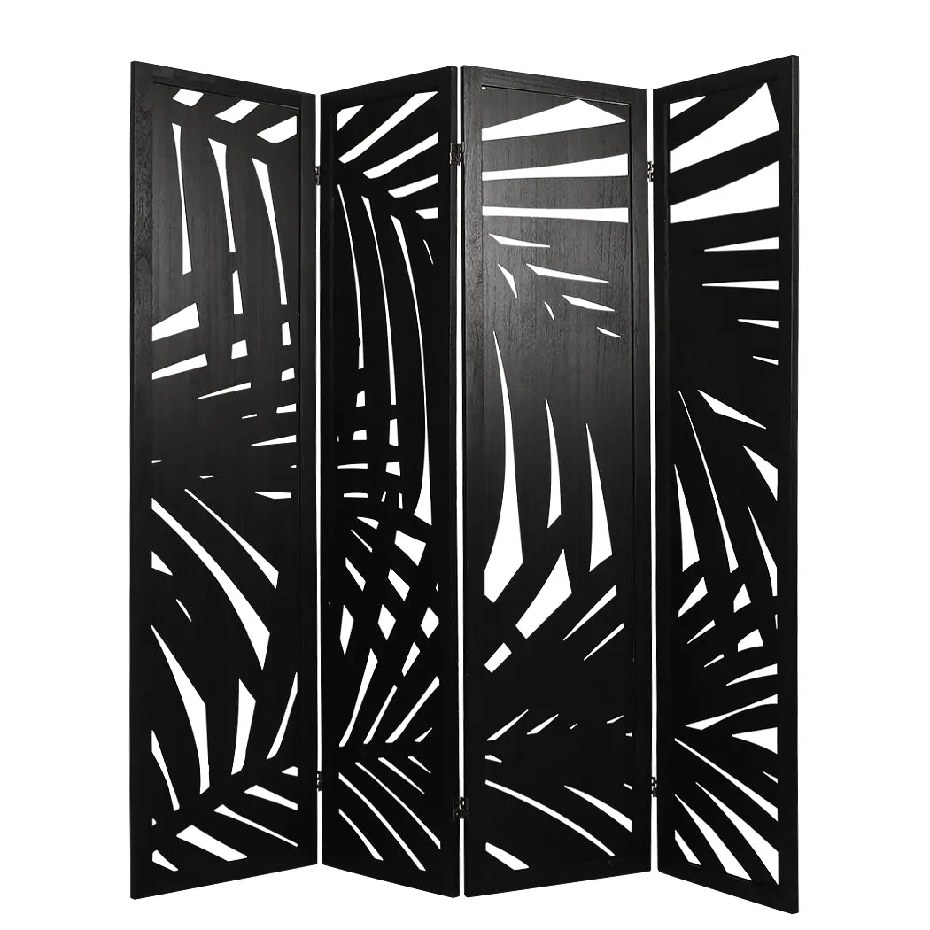 4 Panel Room Divider Folding Screen Partition Multi Sizes Wood Blcak