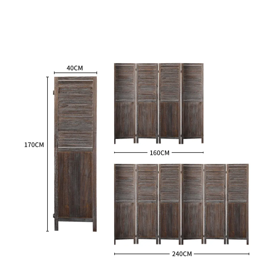 4 Panel Room Divider Folding Screen Privacy Dividers Stand Wood Brown