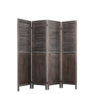 4 Panel Room Divider Folding Screen Privacy Dividers Stand Wood Brown