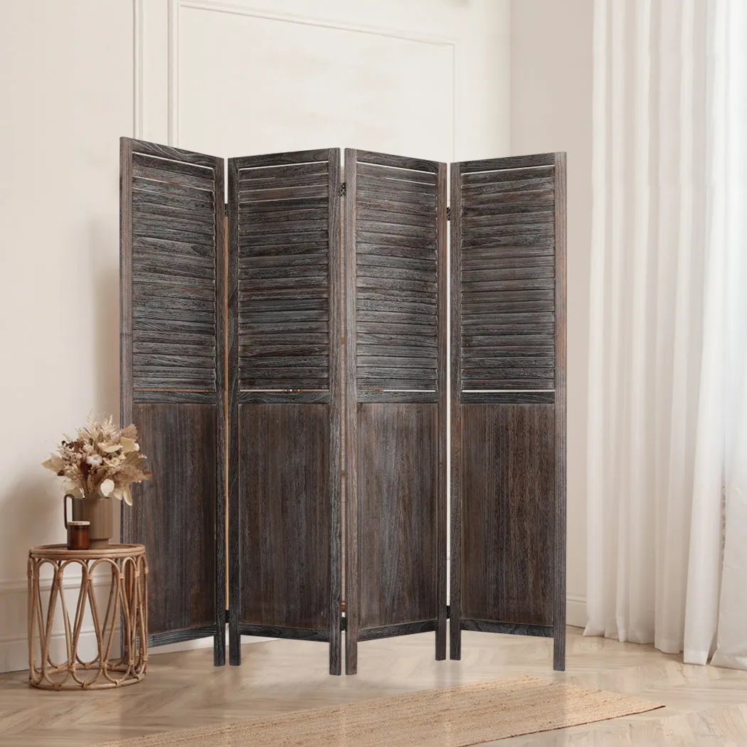 4 Panel Room Divider Folding Screen Privacy Dividers Stand Wood Brown