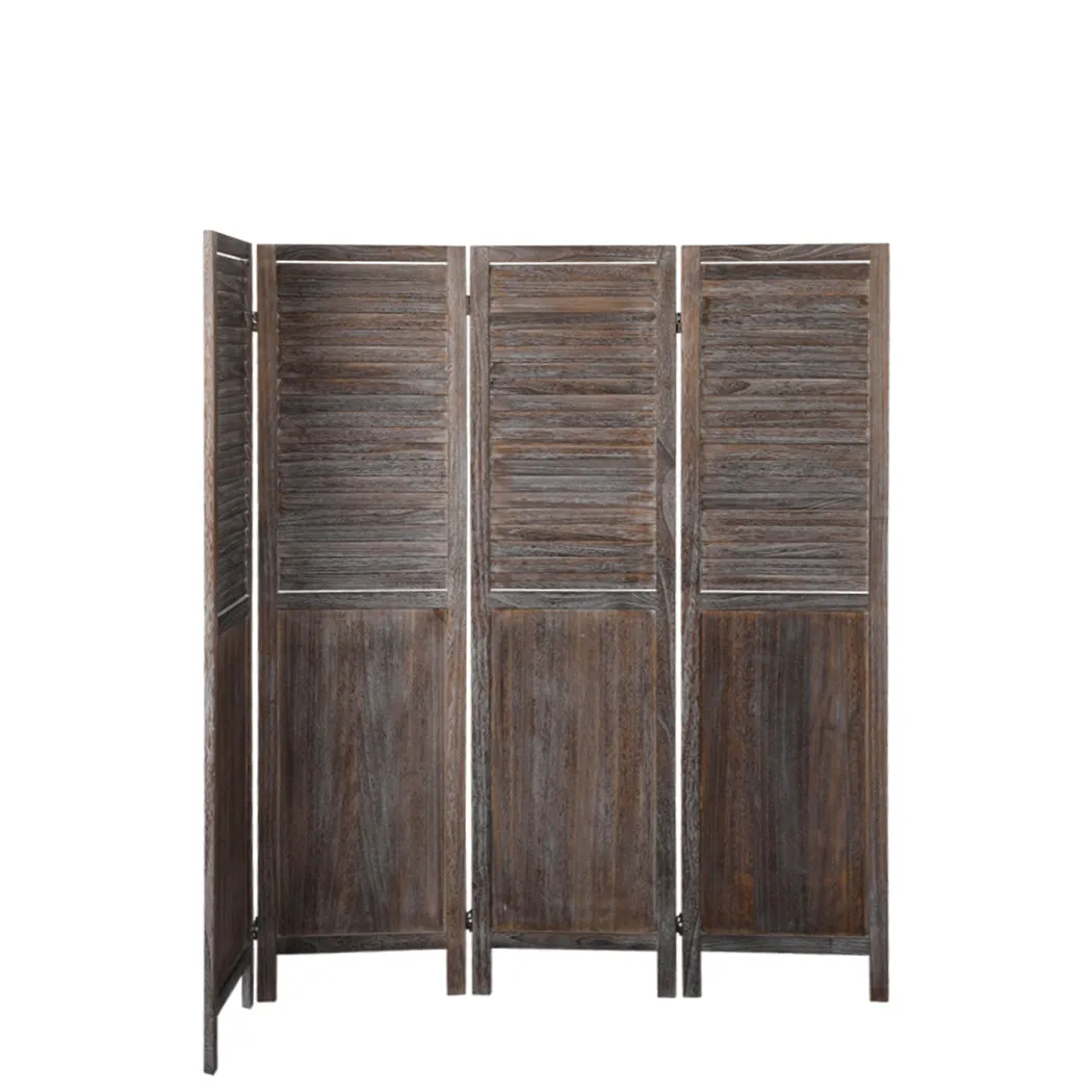 4 Panel Room Divider Folding Screen Privacy Dividers Stand Wood Brown