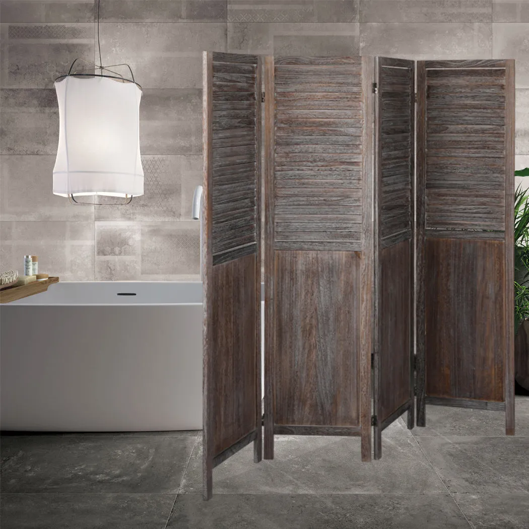 4 Panel Room Divider Folding Screen Privacy Dividers Stand Wood Brown