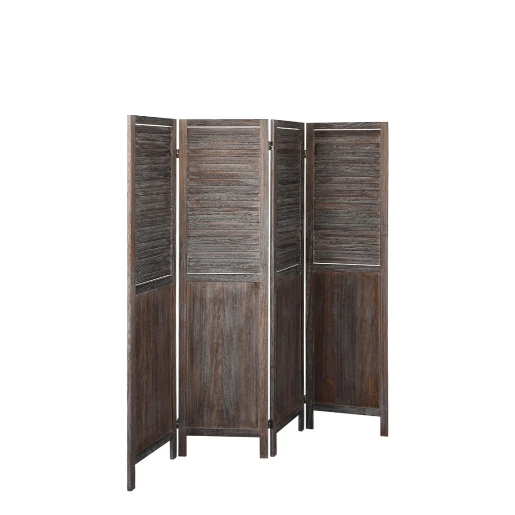 4 Panel Room Divider Folding Screen Privacy Dividers Stand Wood Brown