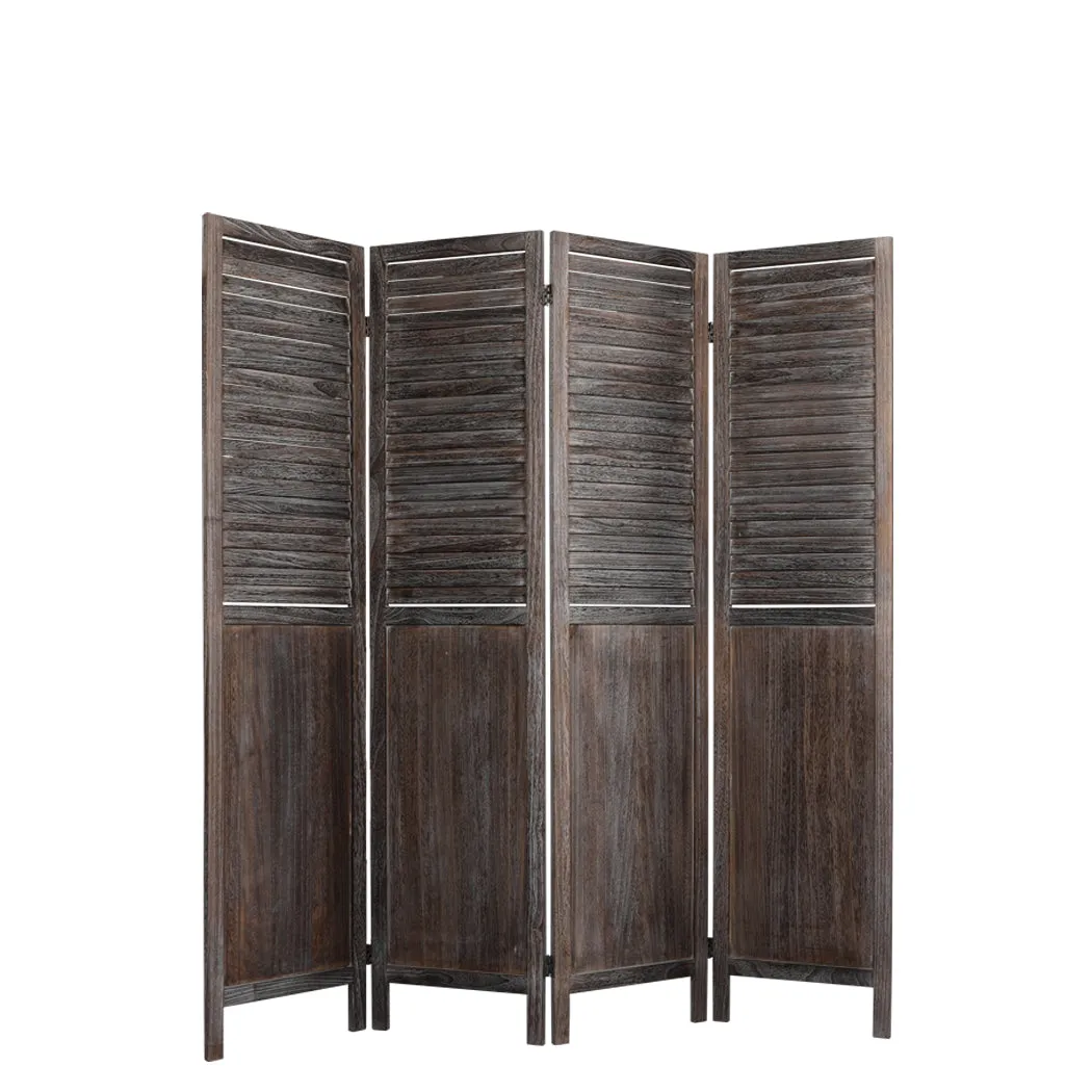 4 Panel Room Divider Folding Screen Privacy Dividers Stand Wood Brown