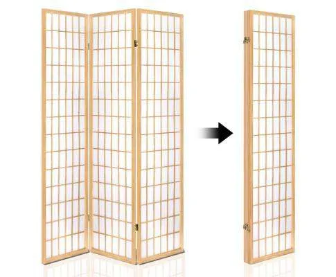 4 Panel Wooden Room Divider - Natural