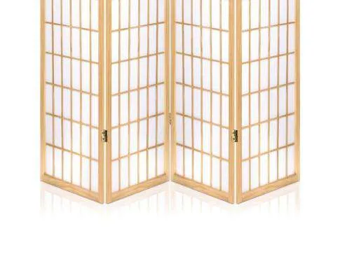 4 Panel Wooden Room Divider - Natural