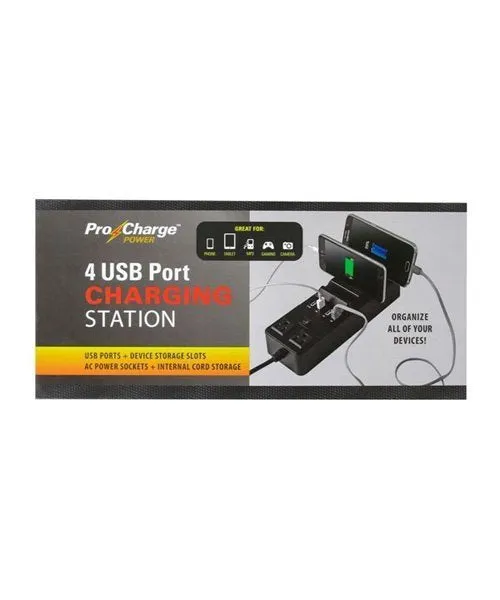 4 USB Port Charging Station – Multi Device Organizer! Charge any smartphone, tablet, camera, mp3 player, gaming device, etc.