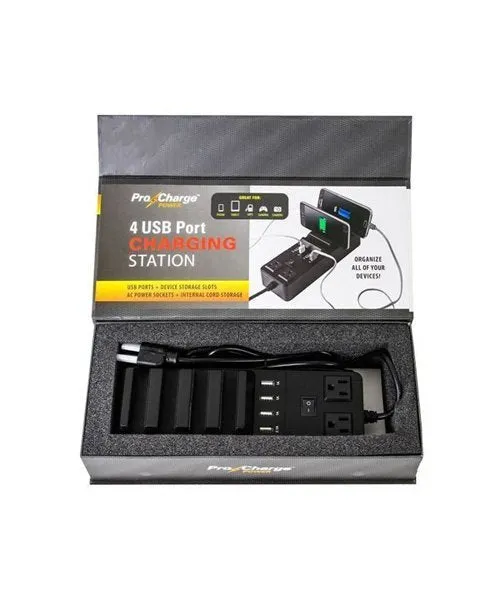 4 USB Port Charging Station – Multi Device Organizer! Charge any smartphone, tablet, camera, mp3 player, gaming device, etc.