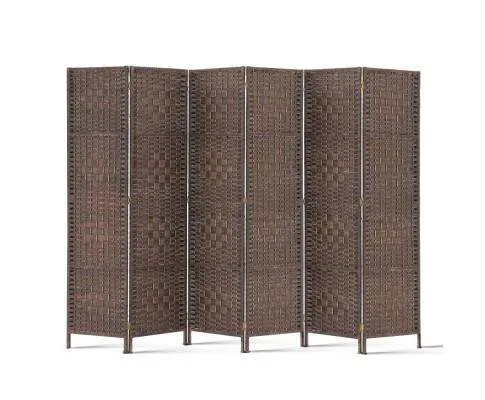 6 Panel Foldable Wooden Room Divider - Brown