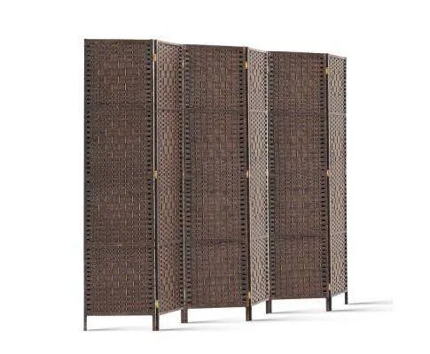6 Panel Foldable Wooden Room Divider - Brown