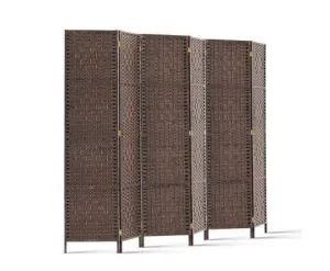 6 Panel Foldable Wooden Room Divider - Brown