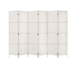6 Panel Foldable Wooden Room Divider - White
