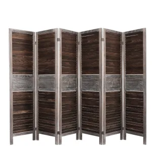 6 Panel Room Divider Folding Screen Privacy Dividers Stand Wood Brown