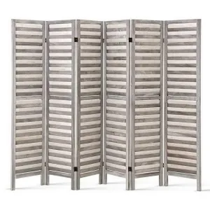 6 Panel Room Divider Privacy Screen Foldable Wood Stand Grey