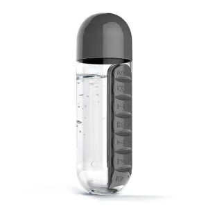600ML Plastic Water Bottle With Pill Box Organizer