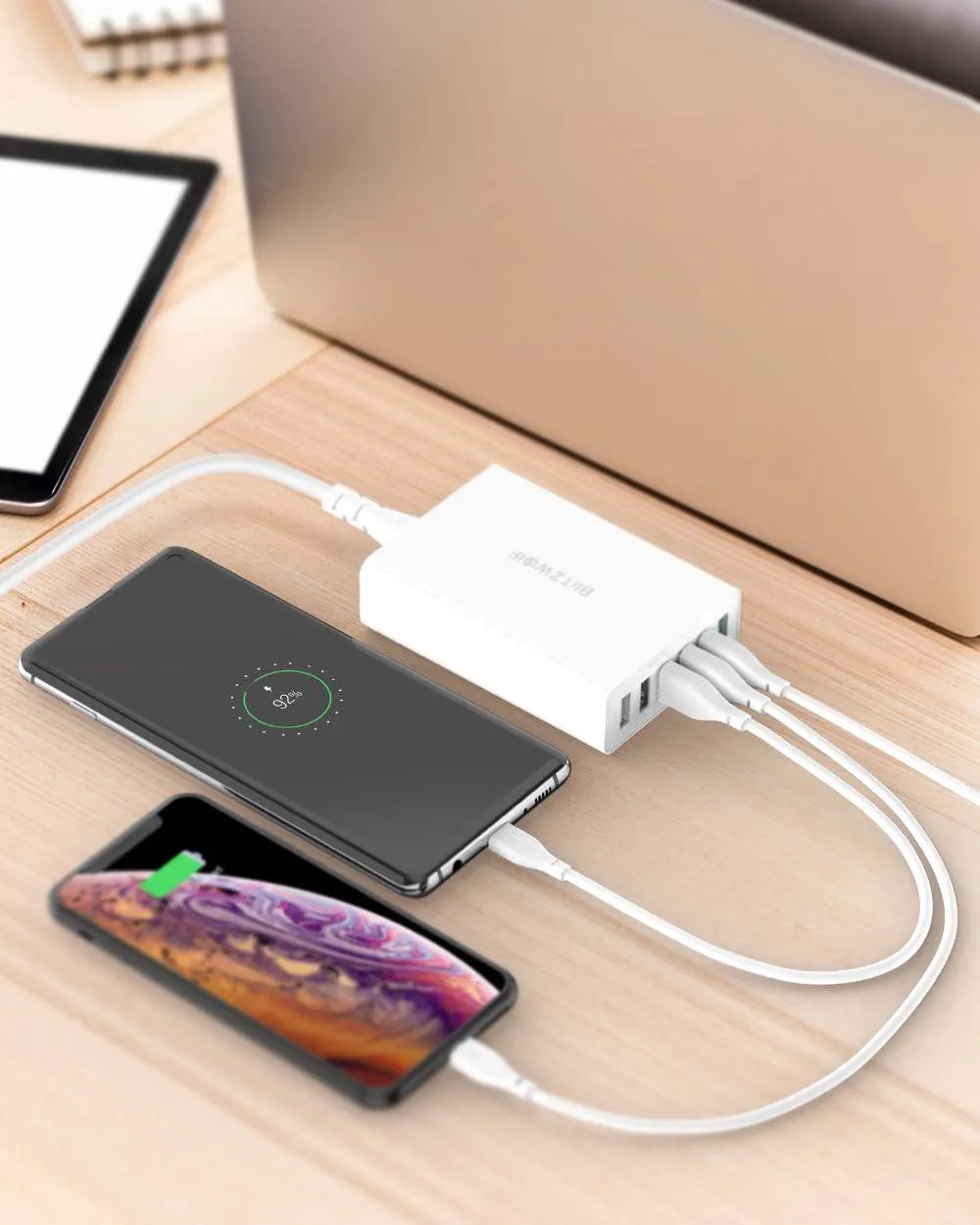 60W Dual QC3.0 6 Port USB PD Phone Charger