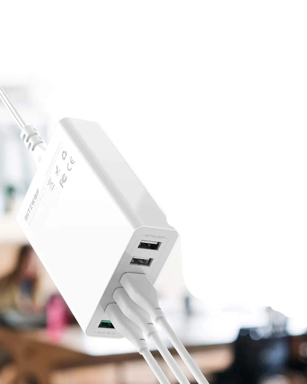 60W Dual QC3.0 6 Port USB PD Phone Charger