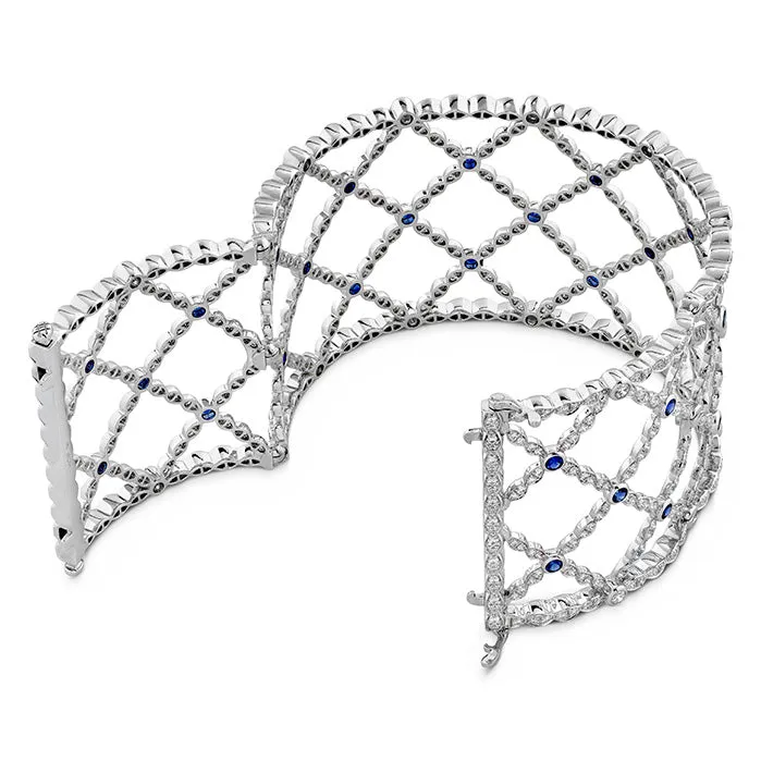 6.65 ctw. Lorelei Lattice Dia Sapphire Bangle in 18K White Gold