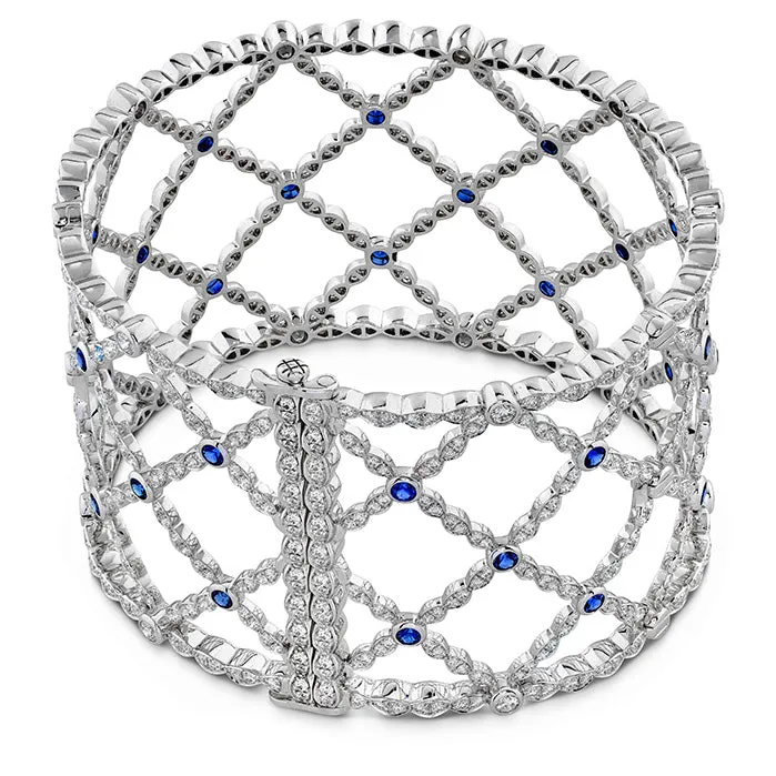 6.65 ctw. Lorelei Lattice Dia Sapphire Bangle in 18K White Gold