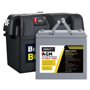 75Ah Deep Cycle Battery and Box 12v Agm