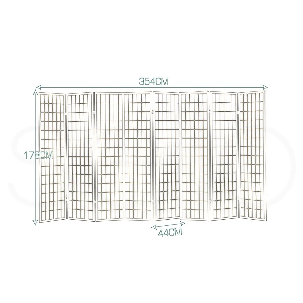 8 Panel Free Standing Foldable  Room Divider Privacy Screen Bamboo Print