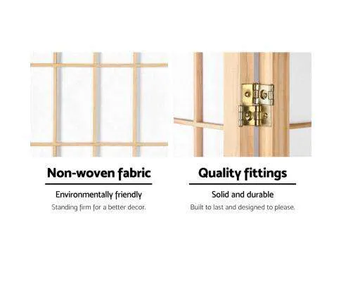 8 Panel Room Divider Privacy Screen Dividers Stand Oriental Vintage - Natural