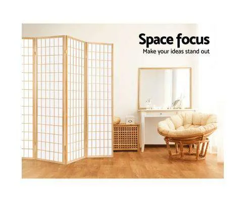 8 Panel Room Divider Privacy Screen Dividers Stand Oriental Vintage - Natural