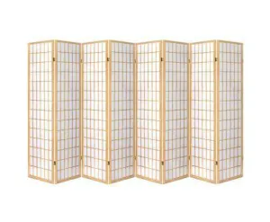 8 Panel Room Divider Privacy Screen Dividers Stand Oriental Vintage - Natural