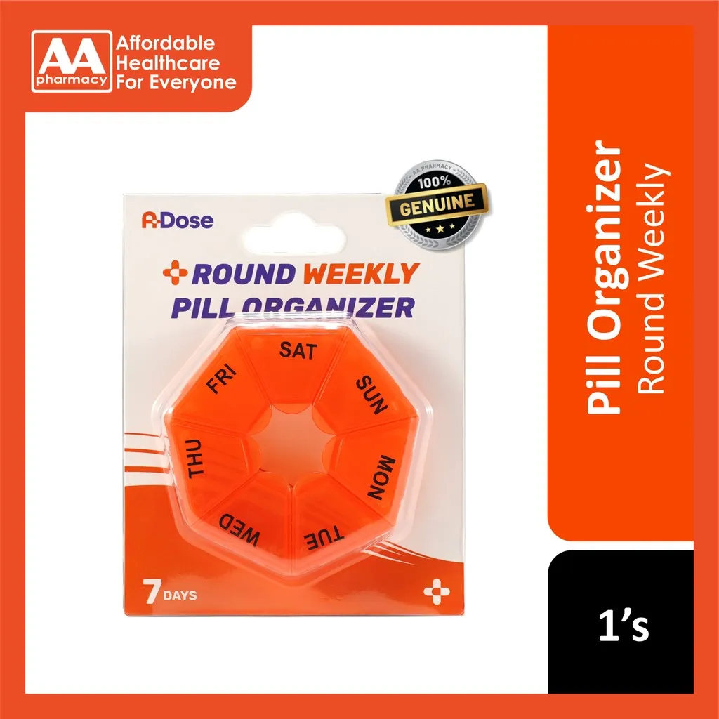 A-Dose Round Weekly Pill Organizer (7 Compartments) 1's