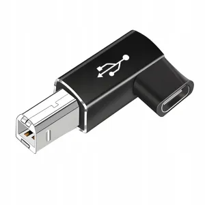 Adapter Kątowy do Drukarki, Faksu, Skanera - USB-C do USB-B - Czarny