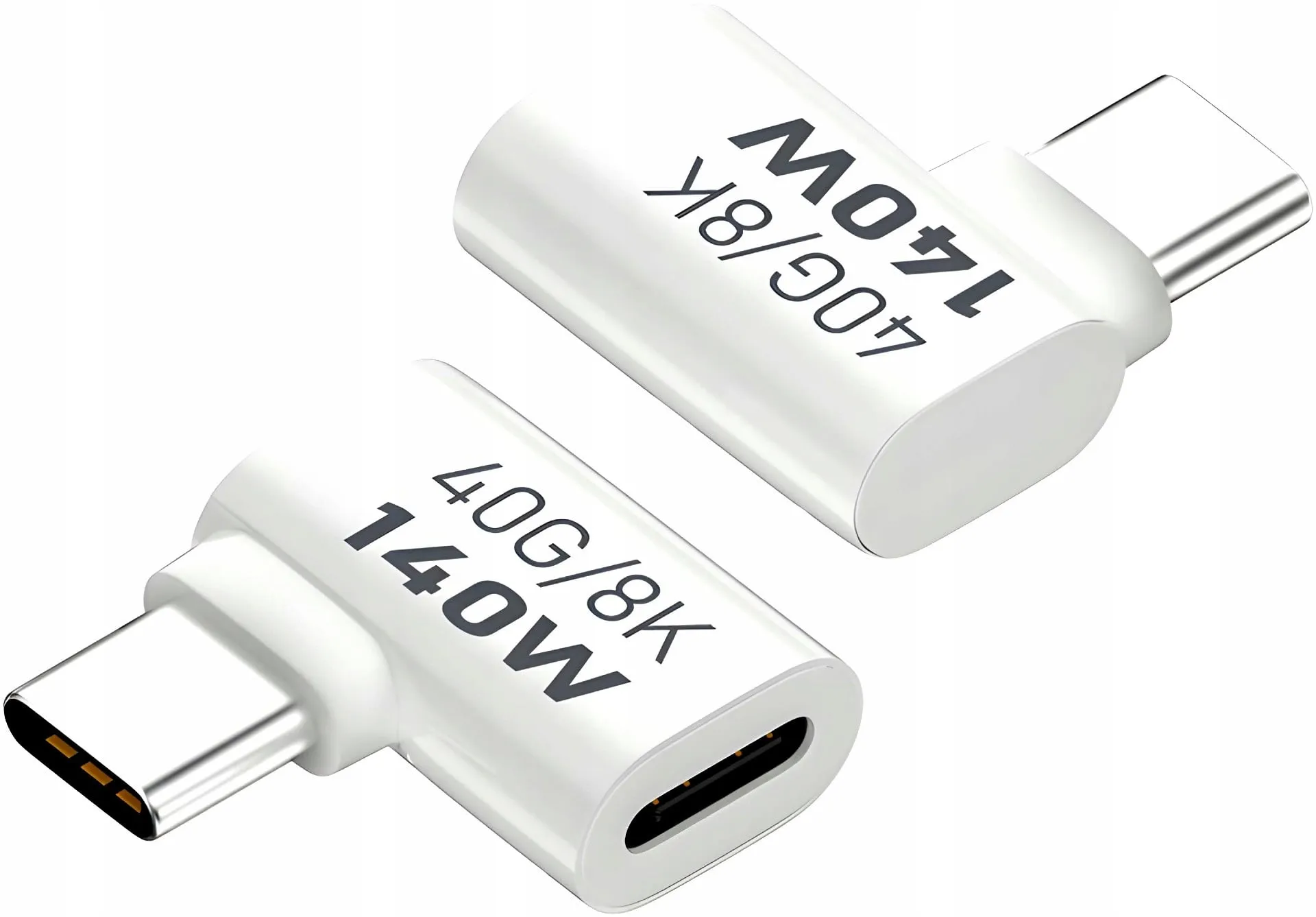 Adapter Kątowy Phoneo® - Żeńskie USB-C do Męskie USB-C - 40GBPS/8K 140W - Biały W1