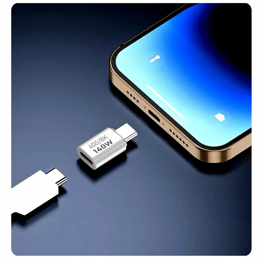 Adapter Prosty Phoneo® - Żeńskie USB-C do Męskie USB-C - 40GBPS/8K 140W - Biały W4