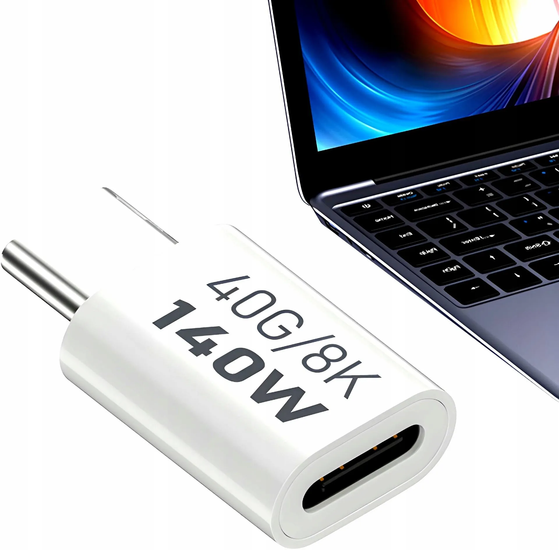Adapter Prosty Phoneo® - Żeńskie USB-C do Męskie USB-C - 40GBPS/8K 140W - Biały W4