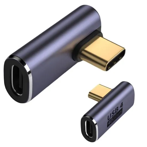Adapter USB-C do USB-C Kątowy 90° - 40Gbps V1