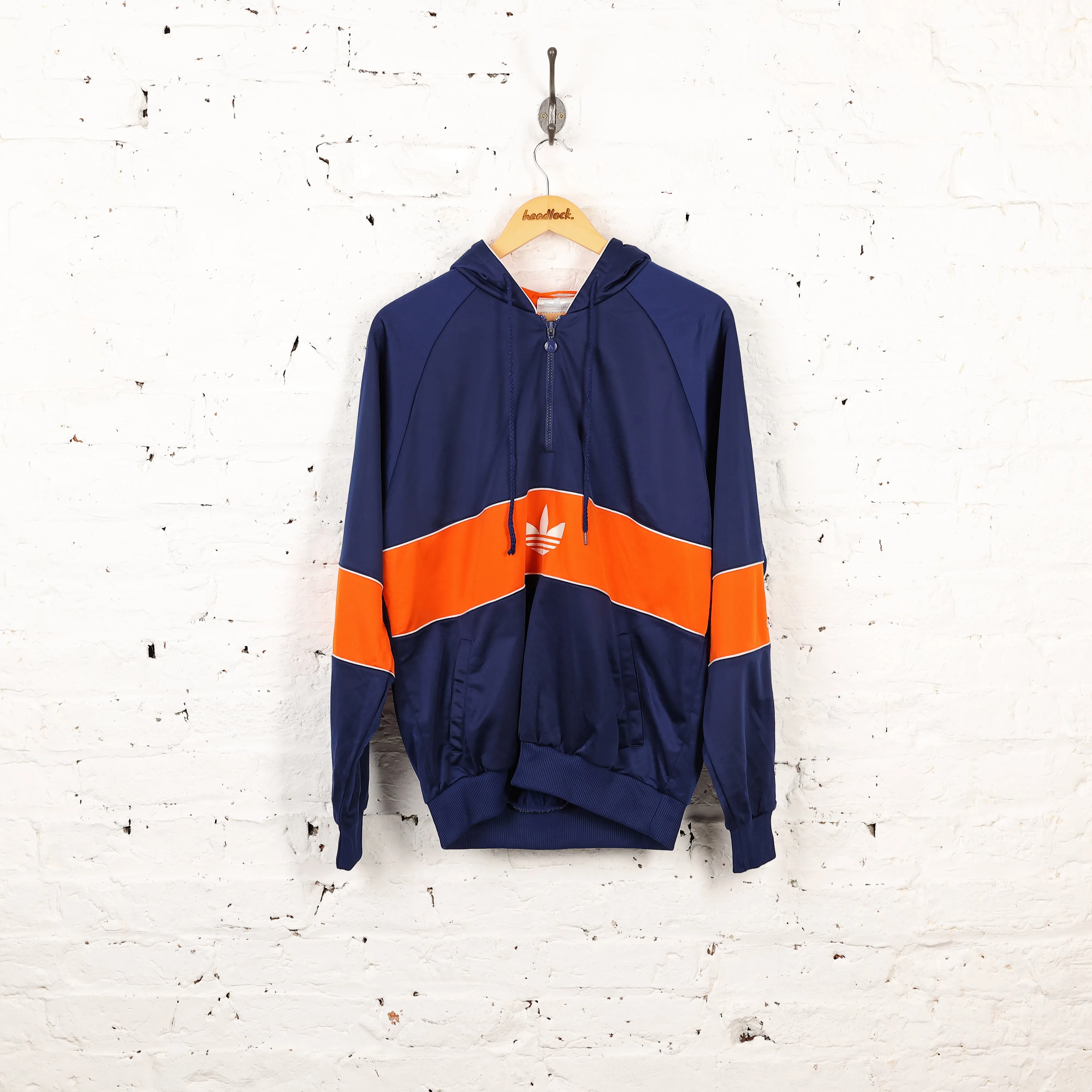 Adidas 1/4 Zip Hoodie Tracksuit Top - Blue - M