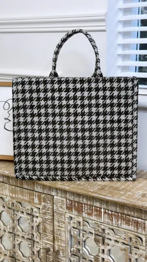 Alex Max Taupe Houndstooth Tote
