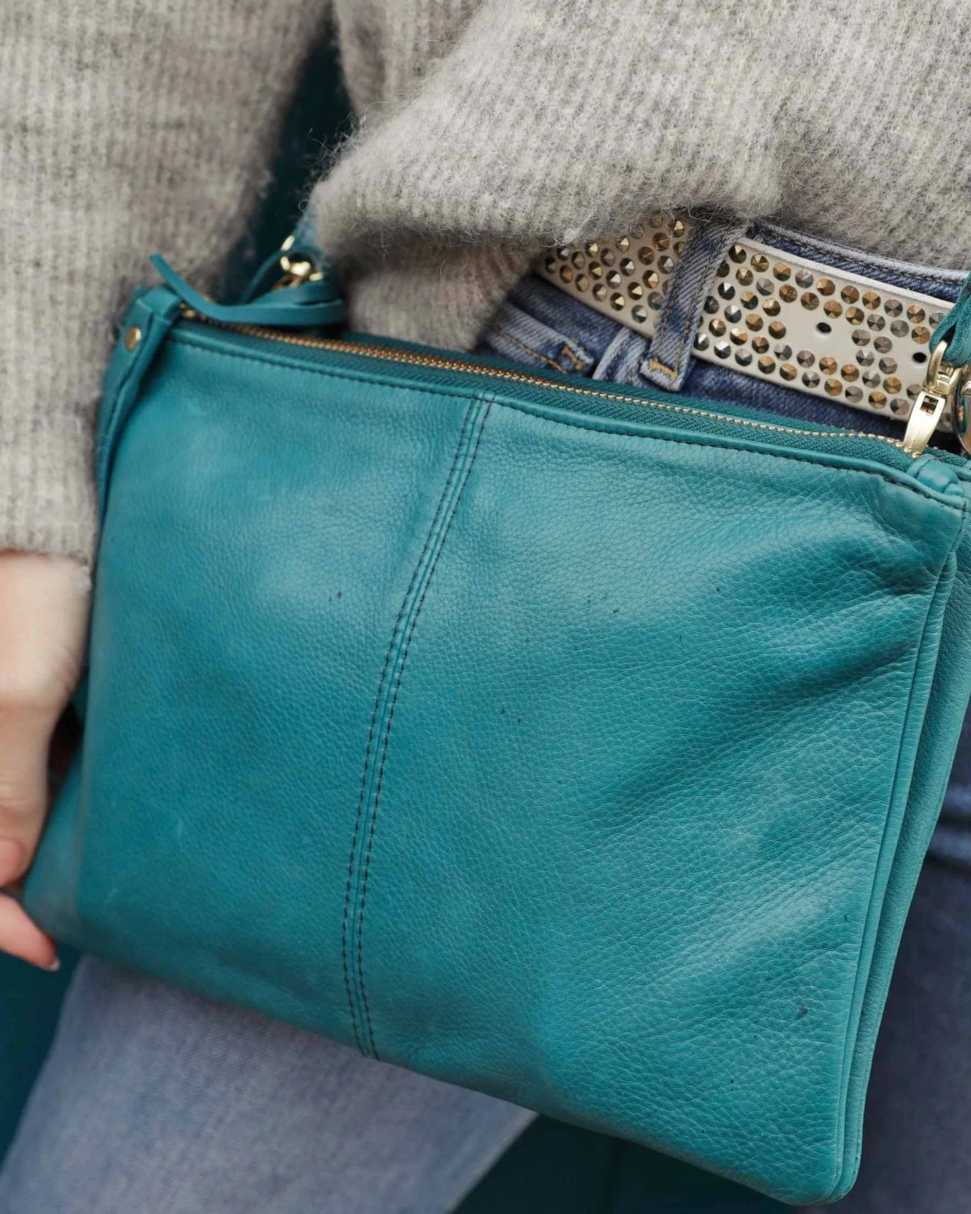 Alles | Leather Crossbody Bag Double Zipper