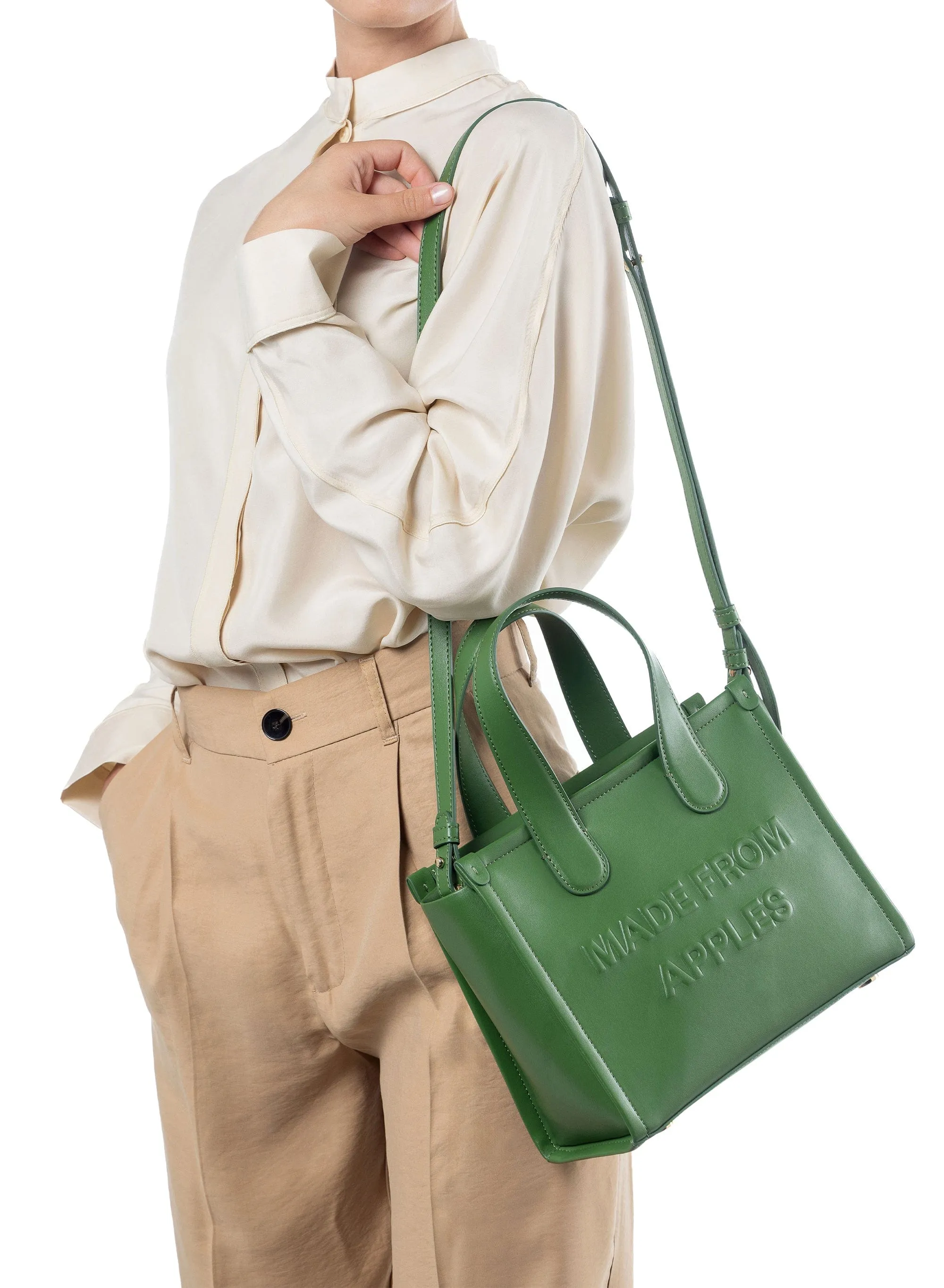 Alma M Apple Leather Vegan Tote Bag | Green