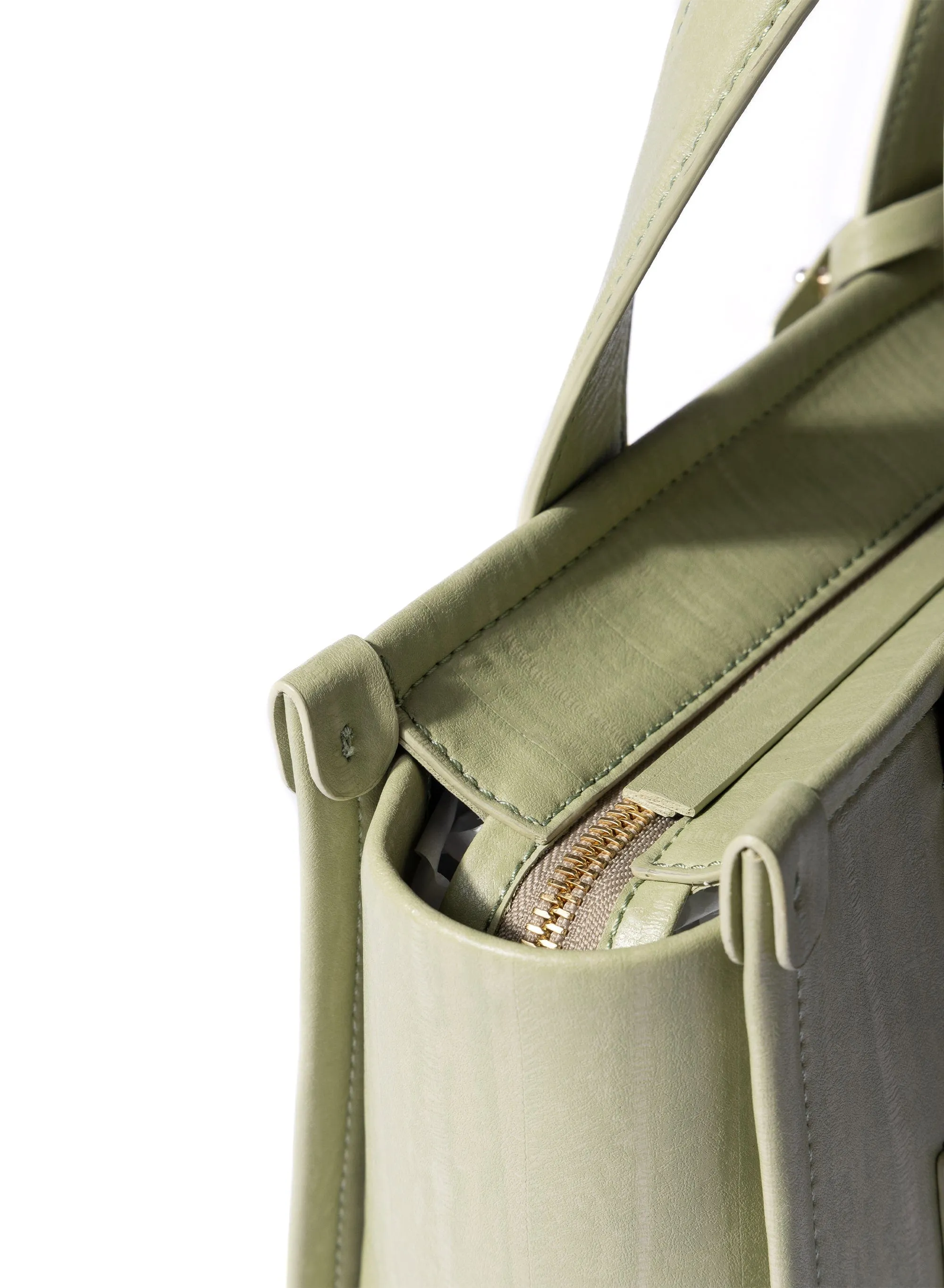 Alma M Bamboo Leather Vegan Tote Bag | Light Green