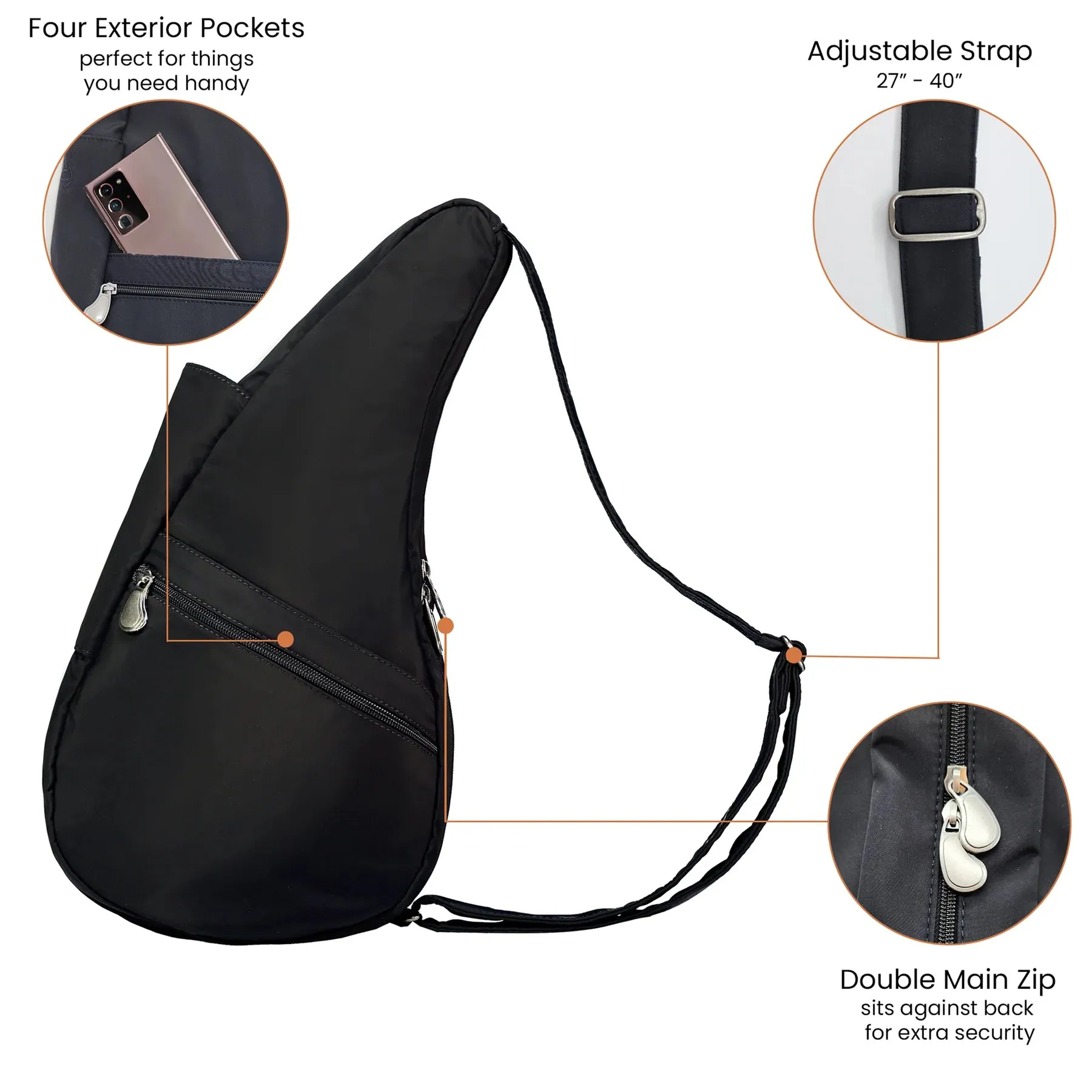 Ameribag 19" Microfiber Healthy Back Bag Tote® (Medium) - Black